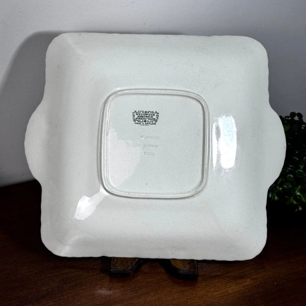 Vintage Wedgwood Queens Ware Cream Square Serving Platter Tray Cake Plate Toasty